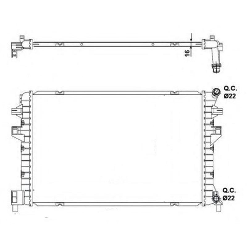 Radiador Audi A3 2014 16 mm